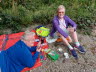 Picnic on a lake beach