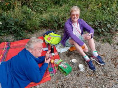 Picnic on a lake beach